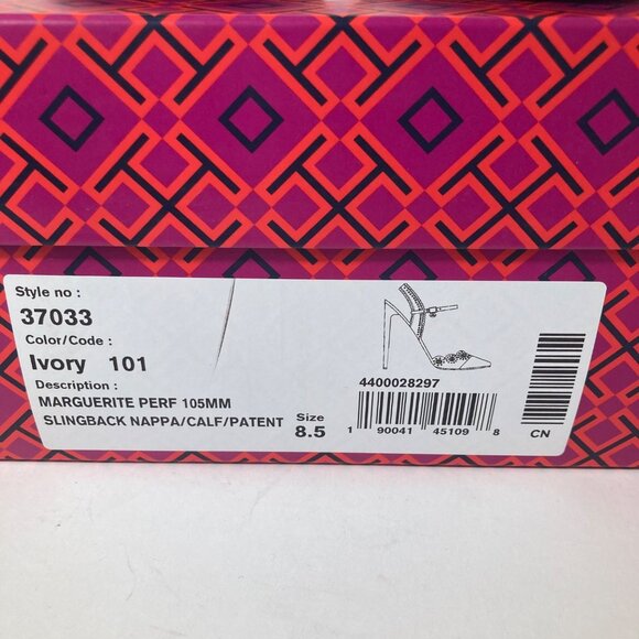 Womens Tory‎ Burch Perforated Marguerite Slingback Nappa Leather Shoes 8.5 Ivory - Picture 11 of 11